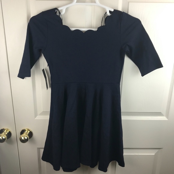 Lulus Tip The Scallops Blue Dress Small 3/4 Sleeve - Picture 5 of 5